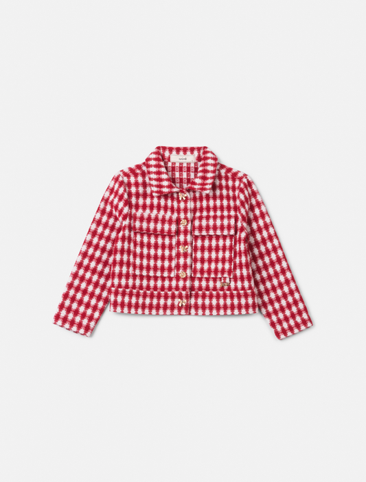 Casaco Infantil Conceito Tweed Xadrez Vermelho - Animê