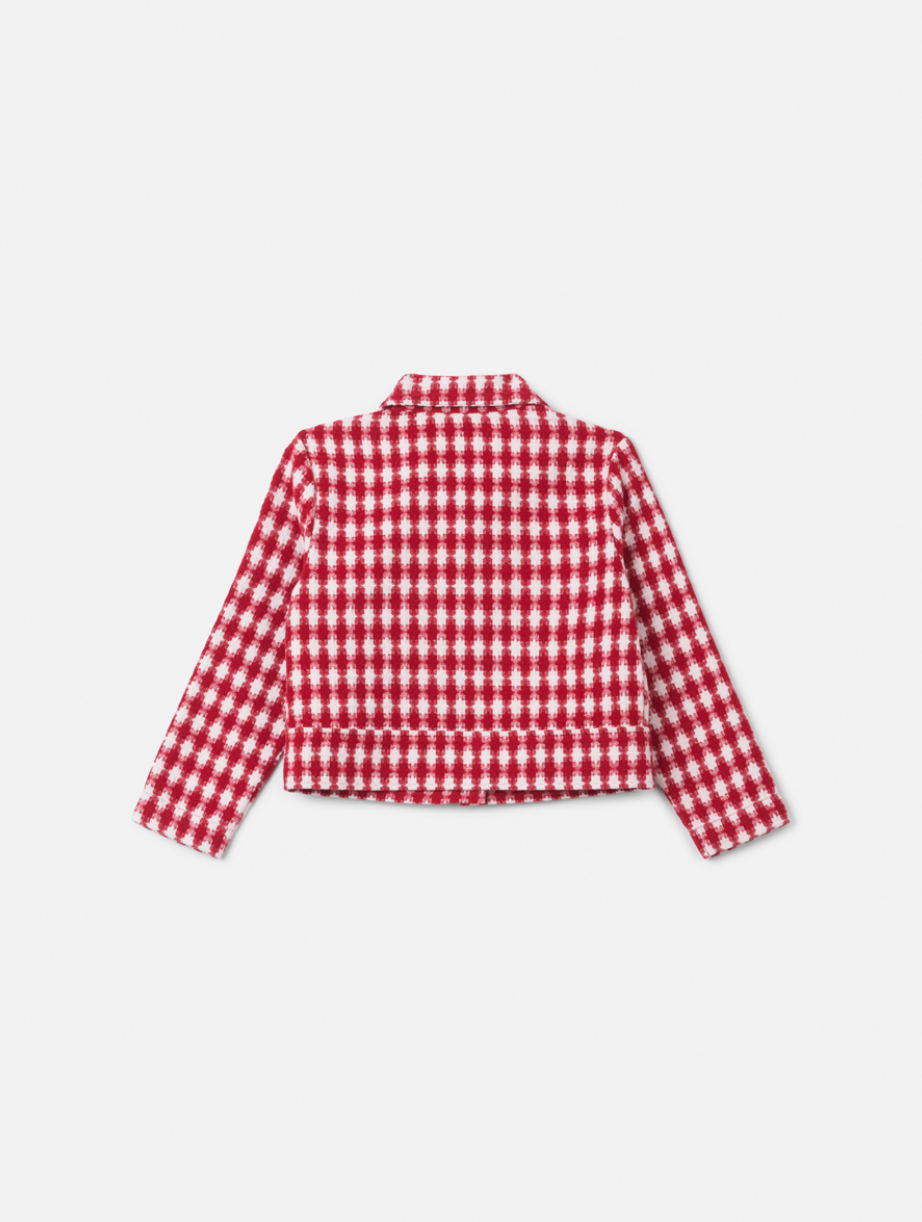 Casaco Infantil Conceito Tweed Xadrez Vermelho - Animê