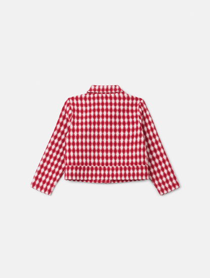 Casaco Infantil Conceito Tweed Xadrez Vermelho - Animê