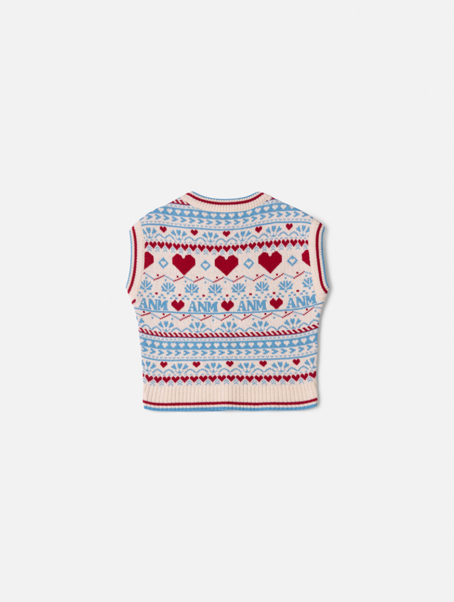 Colete Infantil Tricot Corações - Animê