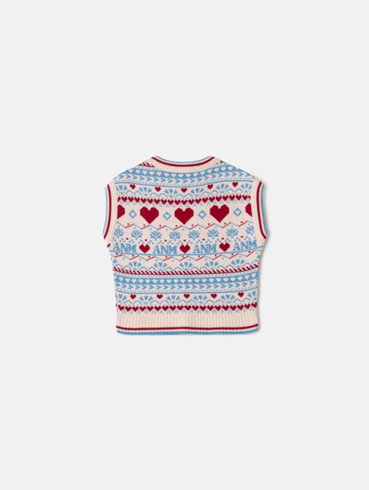 Colete Infantil Tricot Corações - Animê