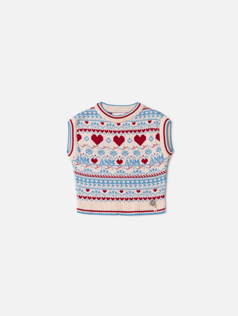 Colete Infantil Tricot Corações - Animê