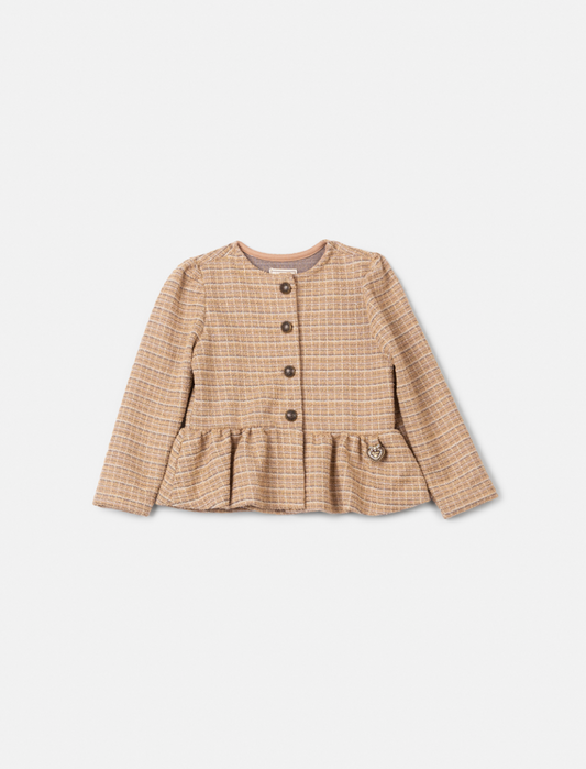 Casaco Infantil  Tweed Xadrez Bege - Animê