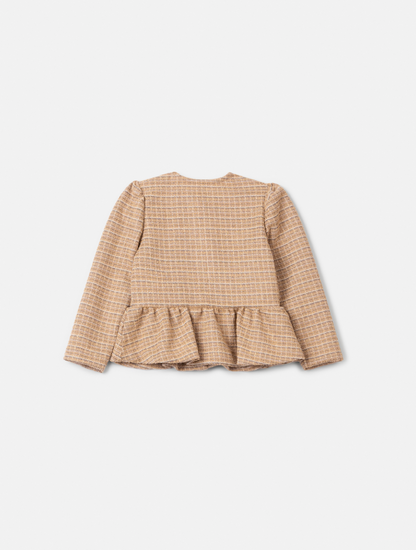 Casaco Infantil  Tweed Xadrez Bege - Animê
