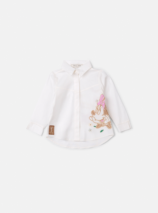 Camisa Infantil Minnie Detalhes Flores - Animê