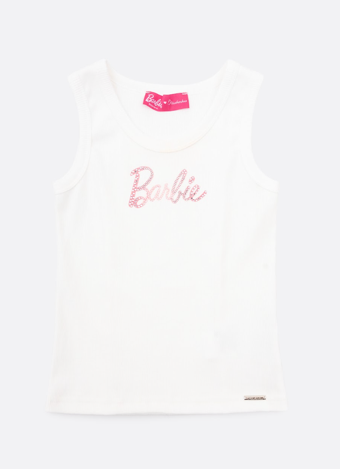 Regata Infantil Barbie Cristais Off White - Pituchinhus