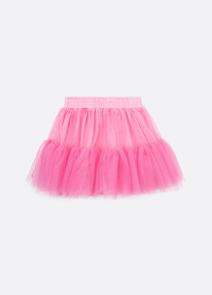 Saia Infantil Tule Babados Patche Barbie Rosa Ópera - Pituchinhus