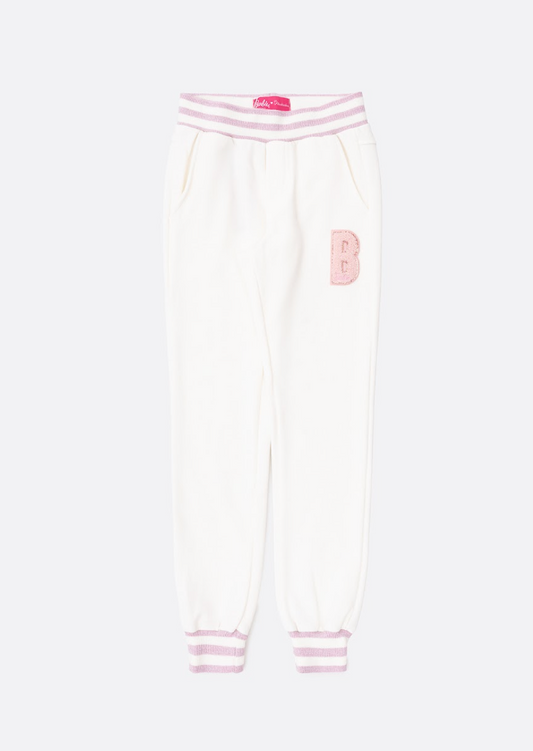 Calça Moletom Infantil Jogging  Patche Barbie Off White - Pituchinhus