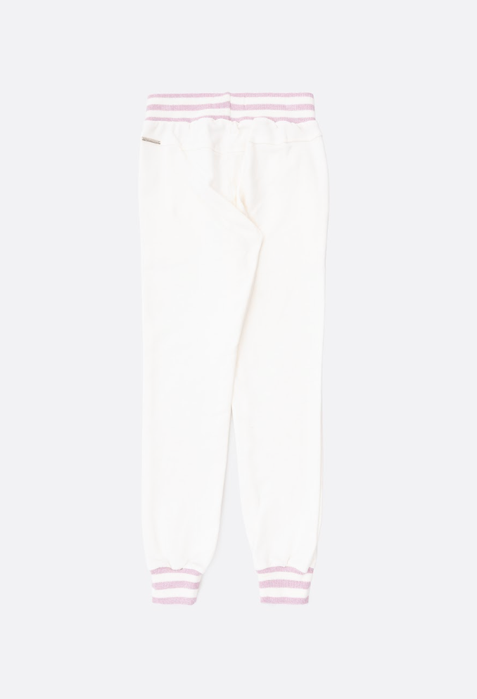 Calça Moletom Infantil Jogging  Patche Barbie Off White - Pituchinhus