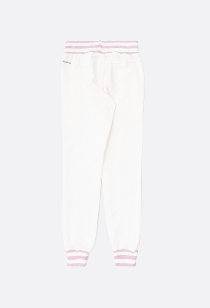 Calça Moletom Infantil Jogging  Patche Barbie Off White - Pituchinhus