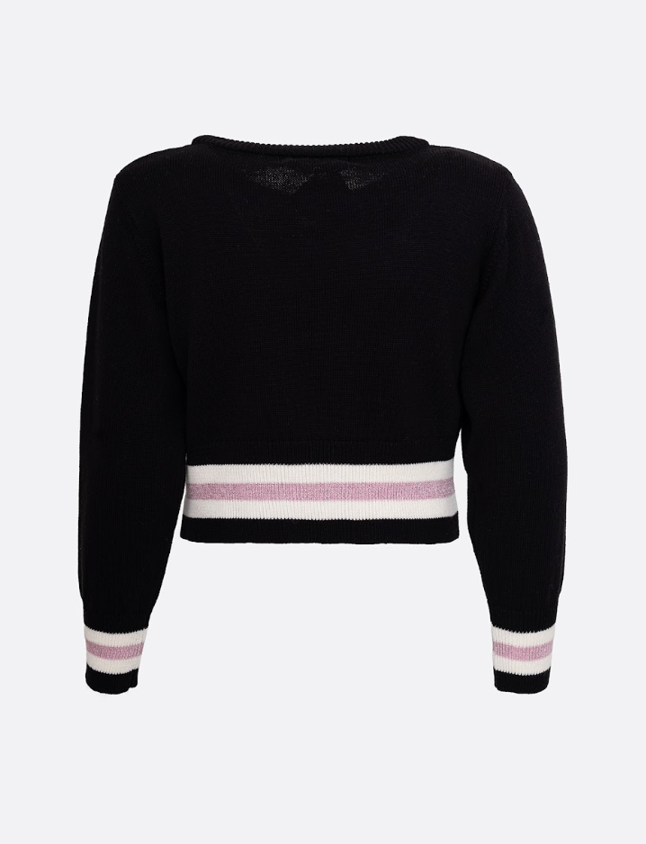 Blusa Infantil Tricot Barbie Color Preta - Pituchinhus