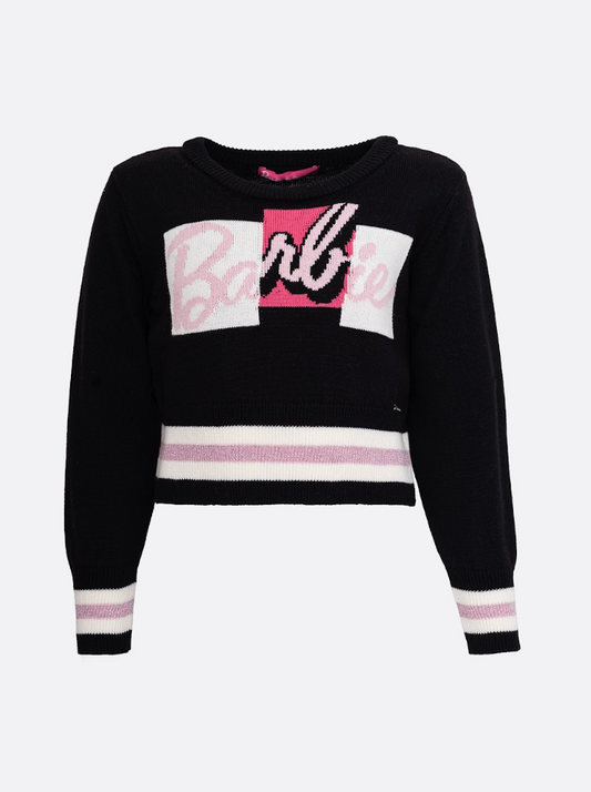 Blusa Infantil Tricot Barbie Color Preta - Pituchinhus