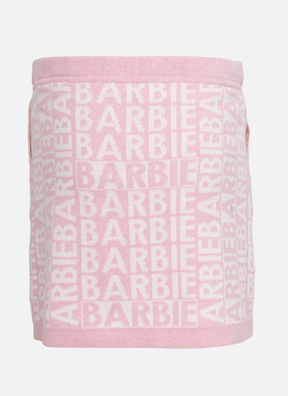 Saia Infantil Tricot Jacquard Barbie Patches Sugar Rose- Pituchinhus