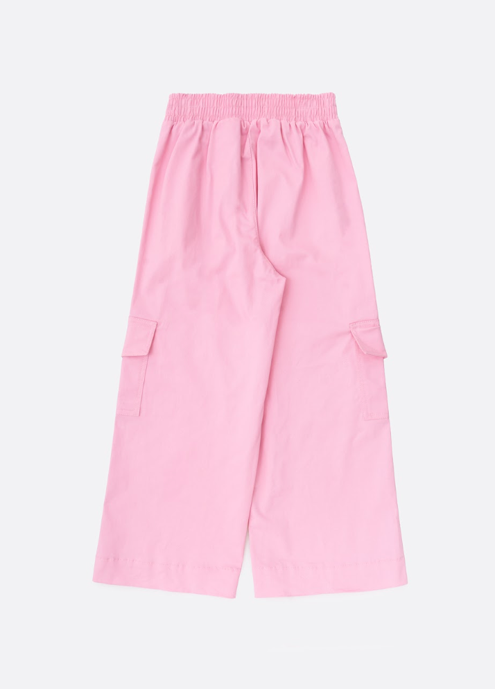 Calça Infantil Cargo Sarja Patches Barbie Rosa Romântico - Pituchinhus