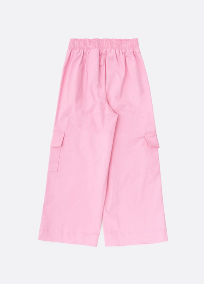 Calça Infantil Cargo Sarja Patches Barbie Rosa Romântico - Pituchinhus