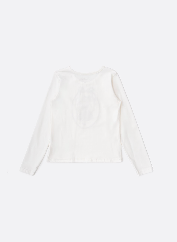 Blusa Infantil Cotton Ursinha Moldura Cristais Off White - Pituchinhus
