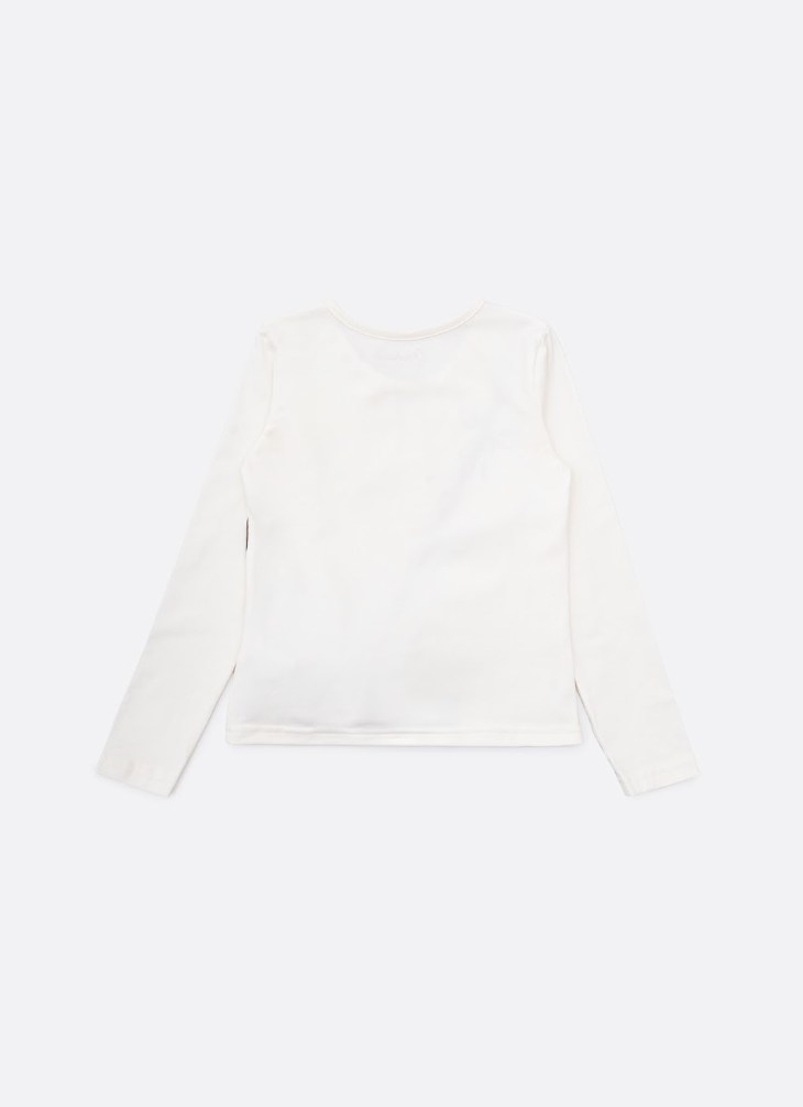 Blusa Infantil Cotton Bolsa Pele Ursinha Off White - Pituchinhus