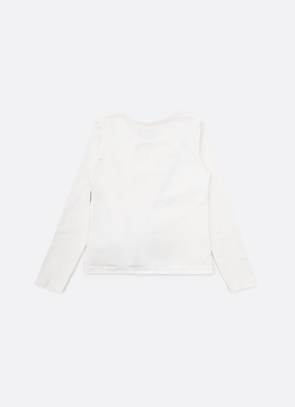 Blusa Infantil Cotton Bolsa Pele Ursinha Off White - Pituchinhus
