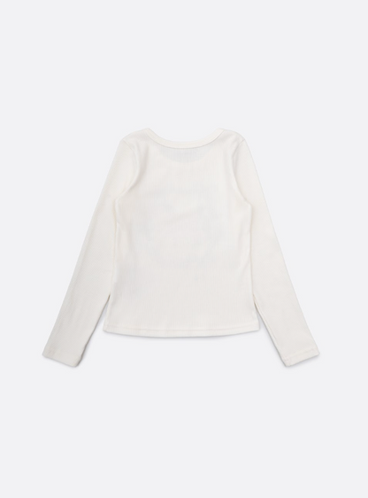 Blusa Infantil Rib Moldura Cavalinho Cristal Off White - Pituchinhus