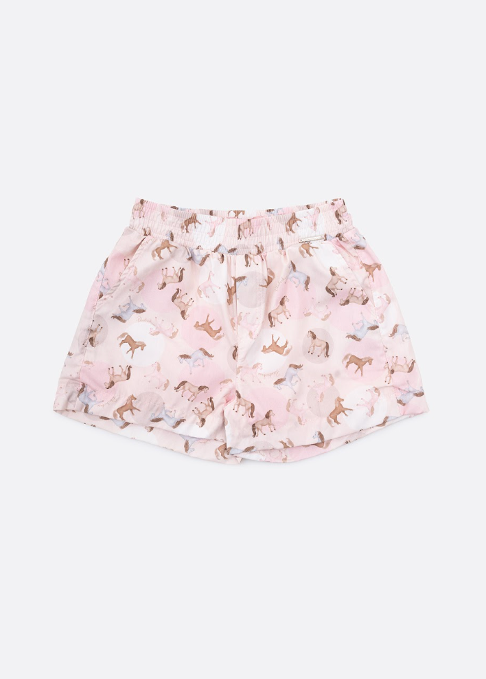 Shorts Infantil Algodão Cavalinhos Rosa - Pituchinhus