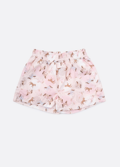 Shorts Infantil Algodão Cavalinhos Rosa - Pituchinhus