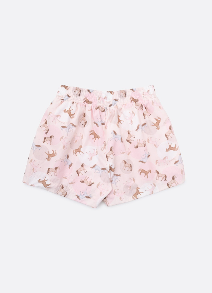 Shorts Infantil Algodão Cavalinhos Rosa - Pituchinhus