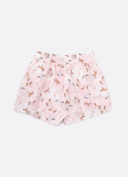 Shorts Infantil Algodão Cavalinhos Rosa - Pituchinhus