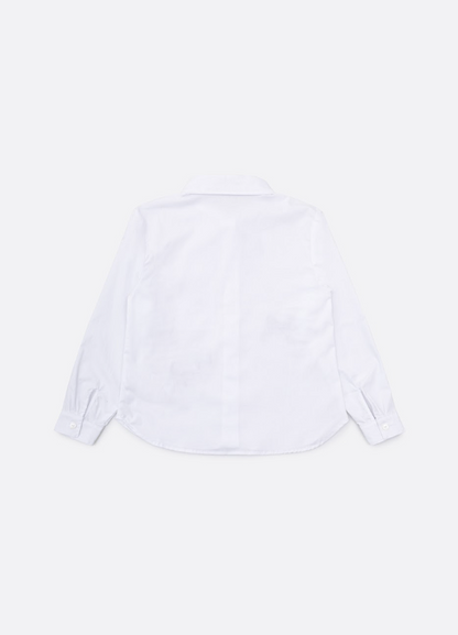 Camisa Infantil Tricoline Ampla Patches Laços e Cavalinho Branca - Pituchinhus