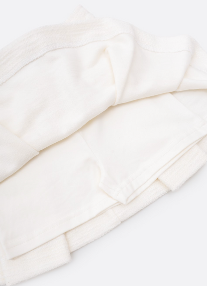 Saia-shorts Infantil Bouclé Pregas Lapelas Bordadas Pérolas e Cristais Off White - Pituchinhus