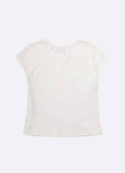 Blusa Infantil Algodão Cotton Ursinha Colar Bordado Off White - Pituchinhus