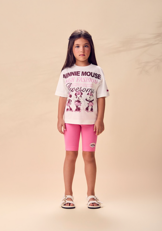 Conjunto Infantil Blusa Minnie Fashion e Legging Rosa - Animê
