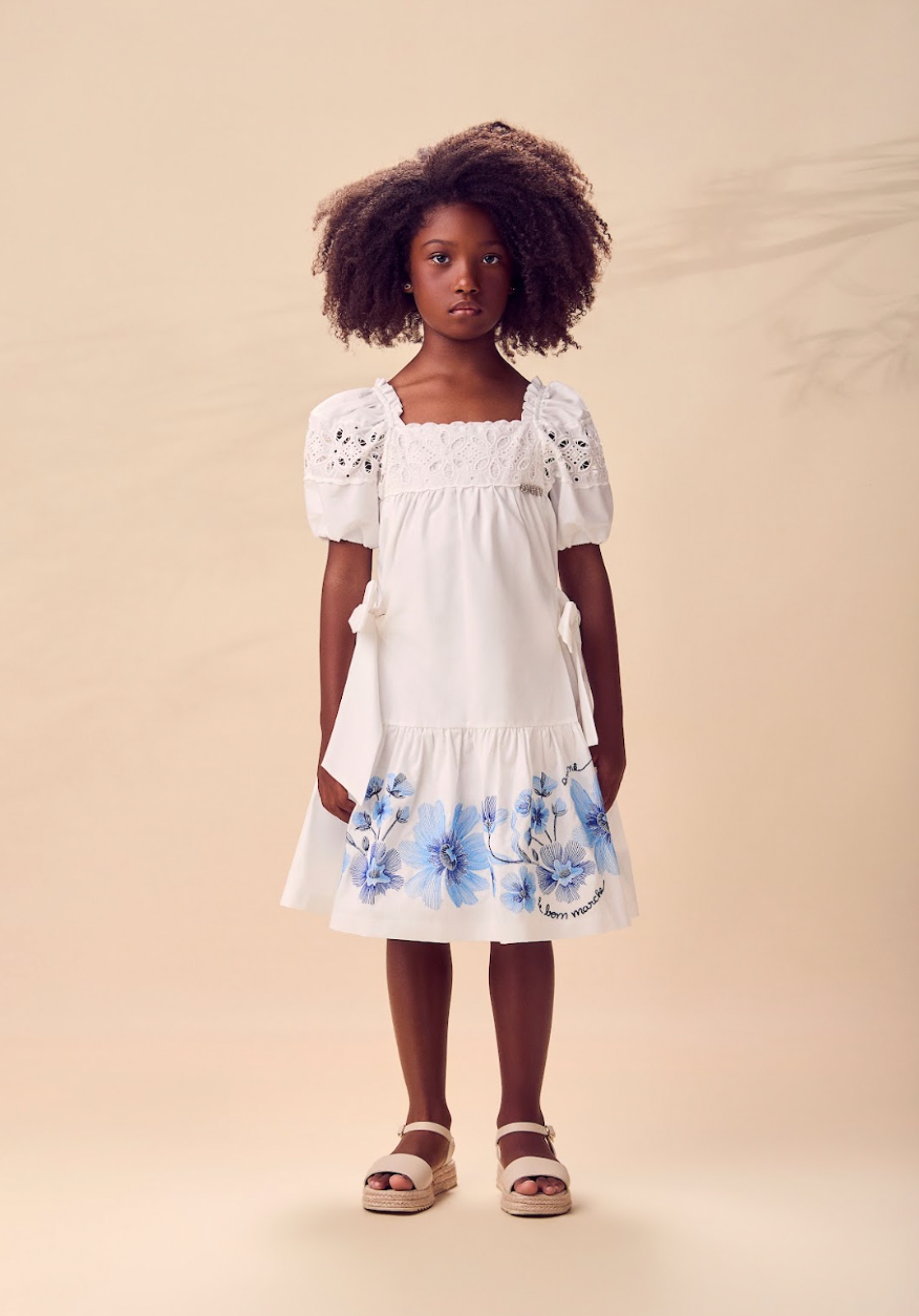 Vestido Infantil Flores Azuis - Animê