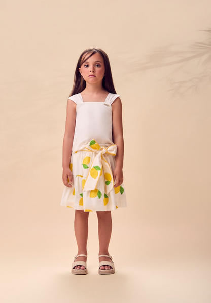 Conjunto Infantil Blusa Off e Saia Limões Soleil - Animê