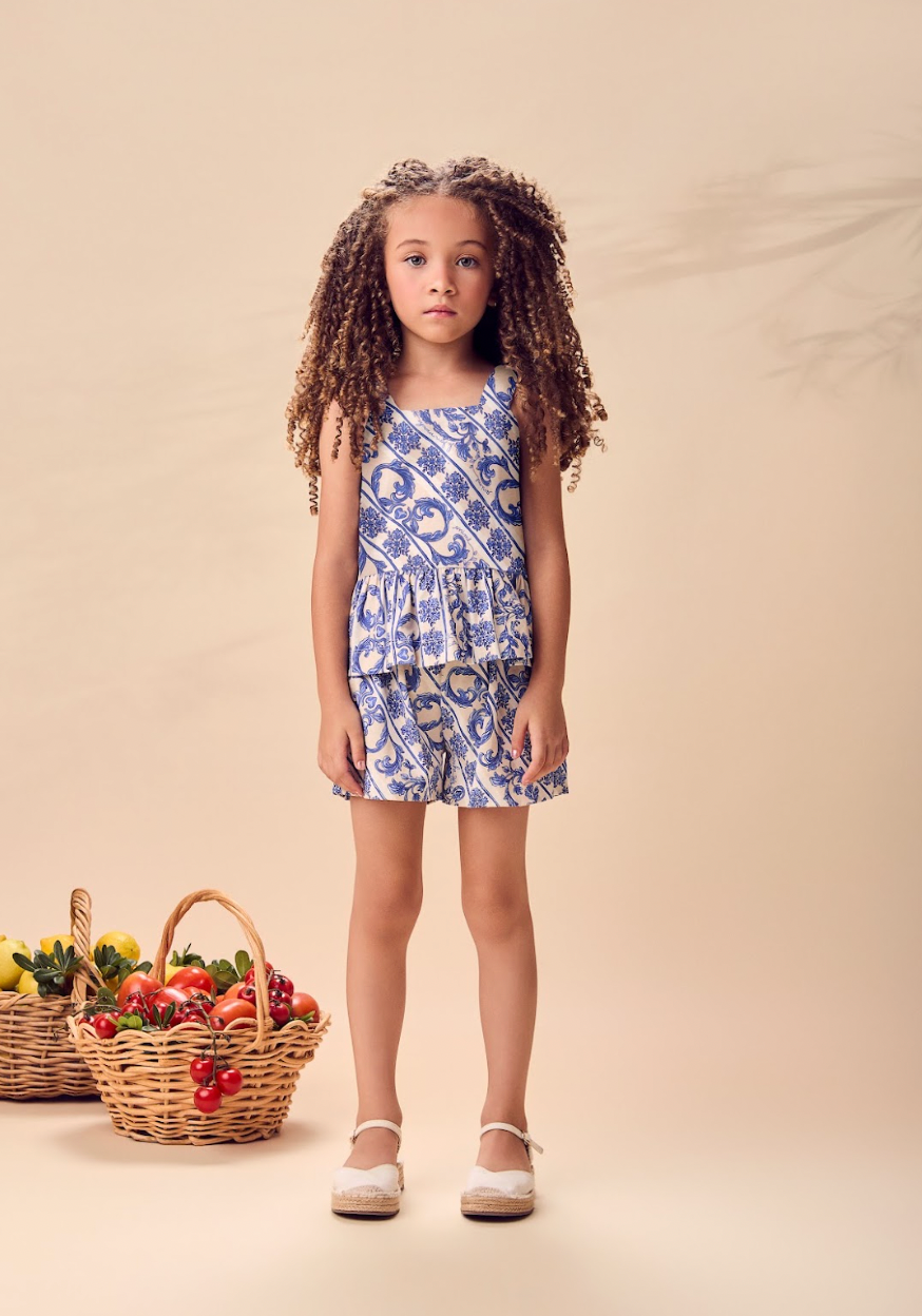Conjunto Infantil Blusa Estampada DG Flores e Shorts DG Flores - Animê