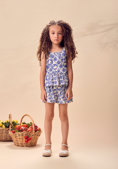 Conjunto Infantil Blusa Estampada DG Flores e Shorts DG Flores - Animê