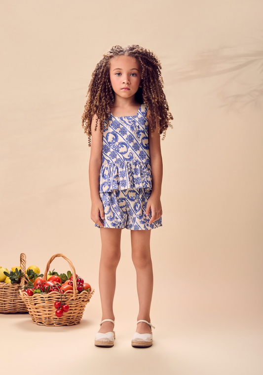 Conjunto Infantil Blusa Estampada DG Flores e Shorts DG Flores - Animê