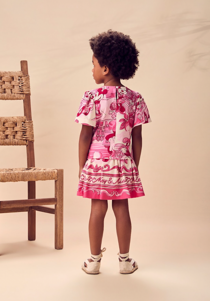 Conjunto Infantil  Blusa Minnie Mundo e Saia Minnie - Animê