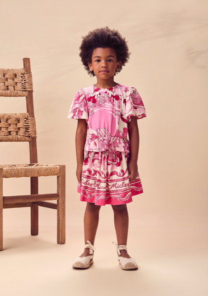 Conjunto Infantil  Blusa Minnie Mundo e Saia Minnie - Animê