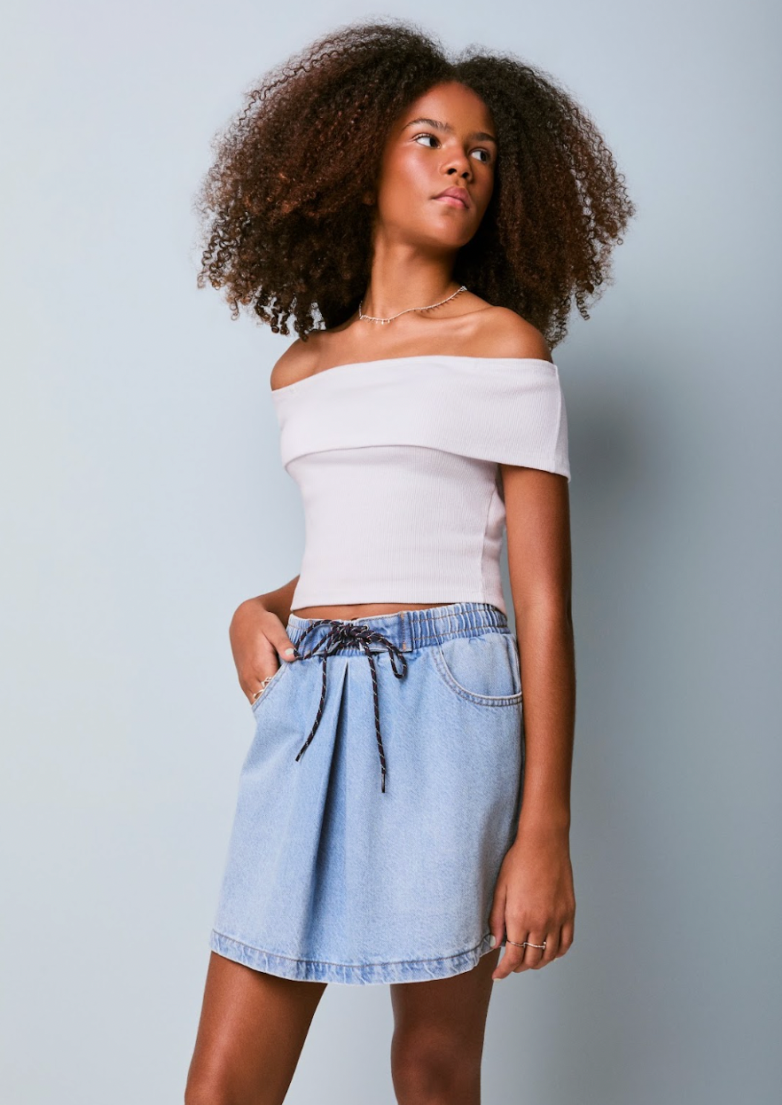 Blusa Teen Ombro a Ombro Off White - Authoria