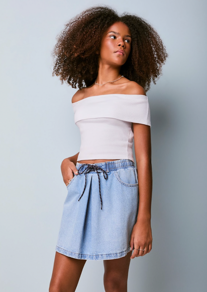 Blusa Teen Ombro a Ombro Off White - Authoria