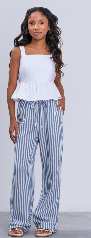 Blusa Teen Cropped Tricoline Peplum - Vanilla Cream - Pré Venda
