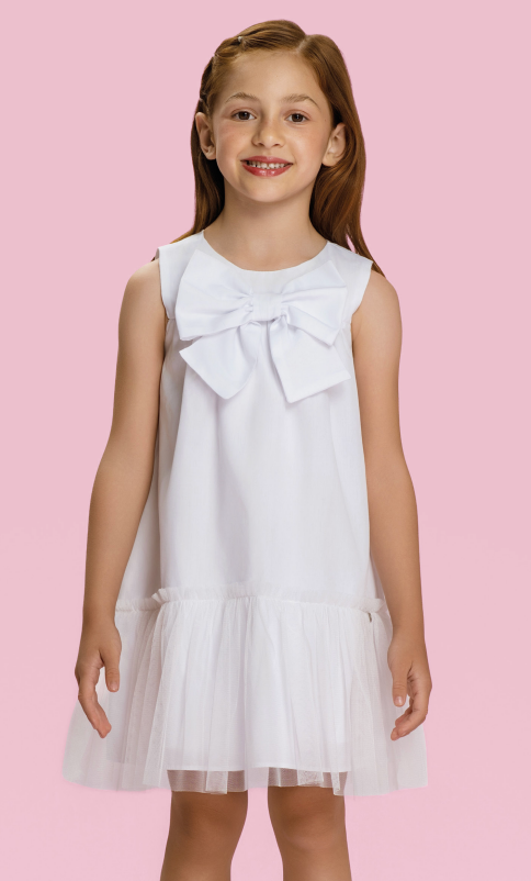 Vestido Infantil Com Laço Em Tule - Mon Sucré - Pré Venda