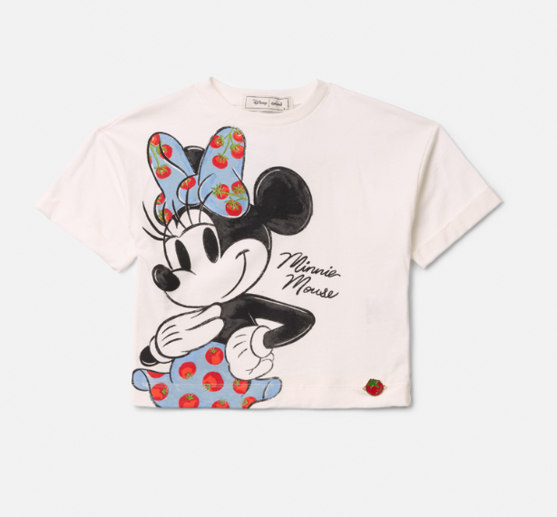 Conjunto Infantil Blusa Minnie Estampa Tomates e Saia Shorts Laço Bordado de Tomate - Animê