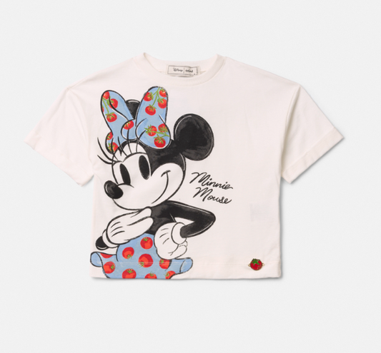 Conjunto Infantil Blusa Minnie Estampa Tomates e Saia Shorts Laço Bordado de Tomate - Animê - Pré Venda