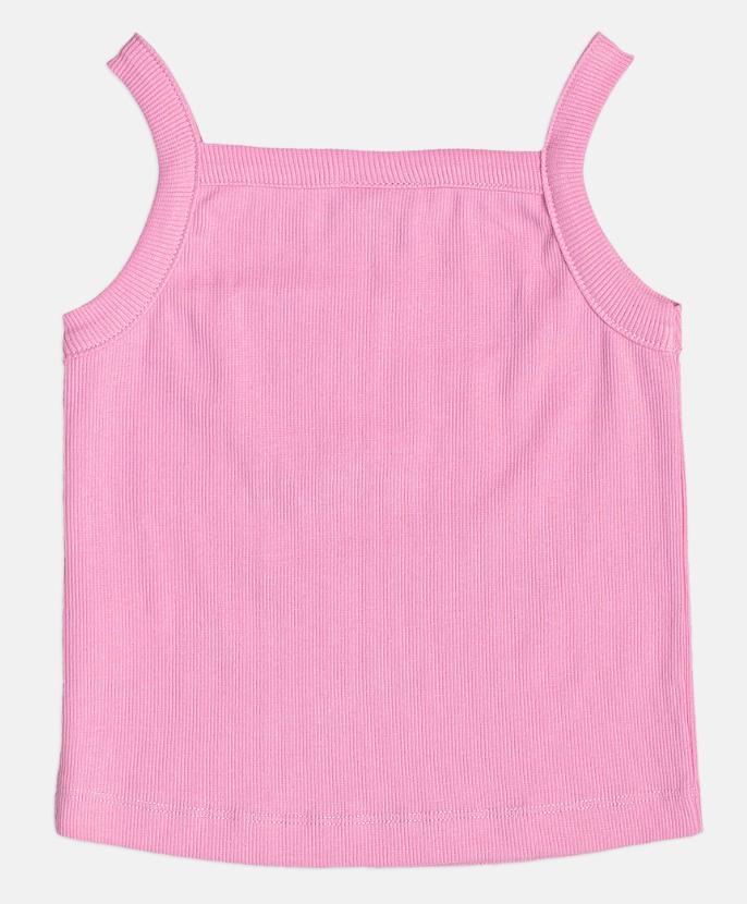 Conjunto Infantil Regata Rosa Com Cerejas e Saia Jeans Pregas Com Pingente - Momi