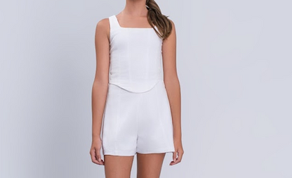 Conjunto Teen Alças Largas e Shorts Off White - Vanilla Cream