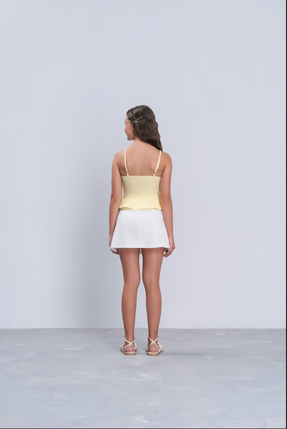 Blusa Teen Regata Amarela Com Babado - Vanilla Cream