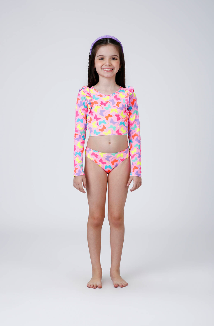 Biquíne Infantil Cropped ML Talita Borboleta - Siri Kids