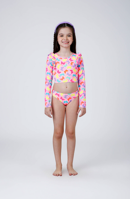 Biquíne Infantil Cropped ML Talita Borboleta - Siri Kids