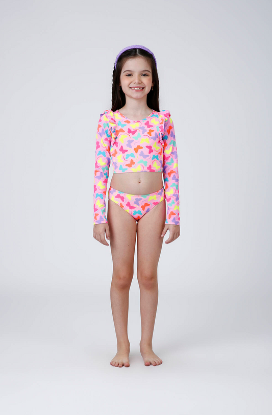 Biquíne Infantil Cropped ML Talita Borboleta - Siri Kids